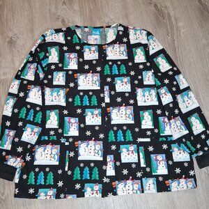 Women's XL Scrub H.Q. Snowman Print Jacket